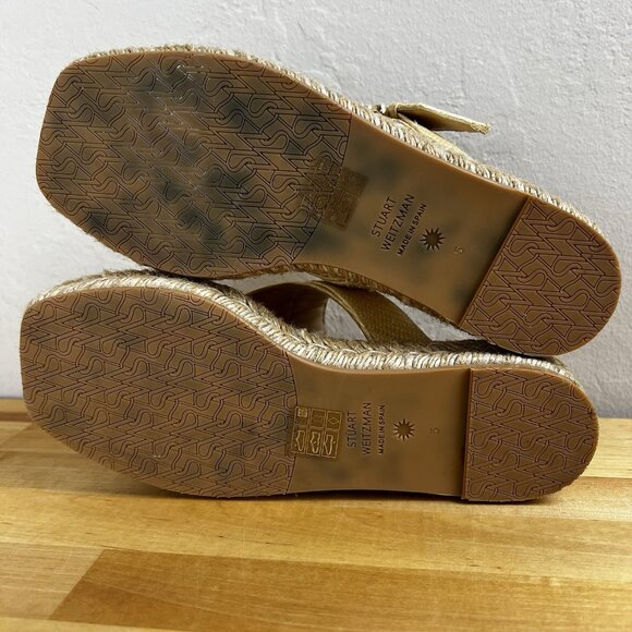 Stuart Weitzman Pearl Espadrille Platform Wedge Sandals Raffia Thong‎ Size 5 - Picture 8 of 12